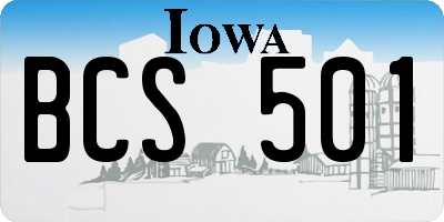 IA license plate BCS501