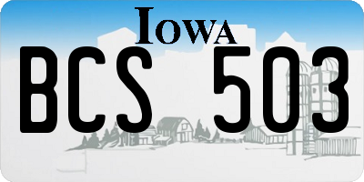 IA license plate BCS503