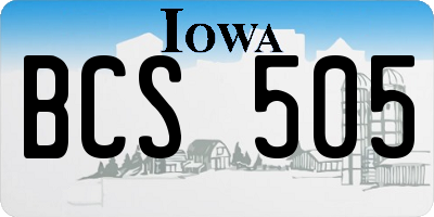 IA license plate BCS505
