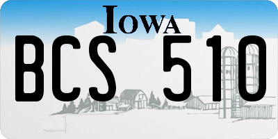 IA license plate BCS510