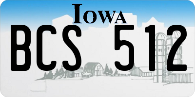 IA license plate BCS512