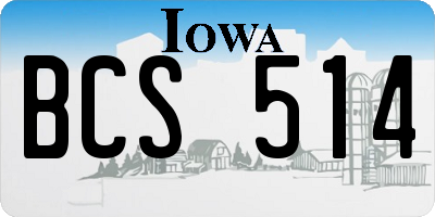 IA license plate BCS514