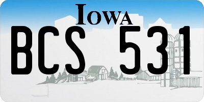 IA license plate BCS531