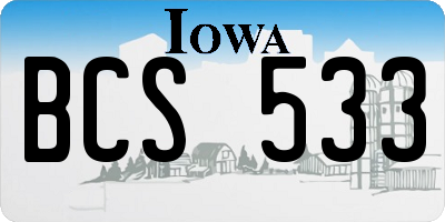 IA license plate BCS533