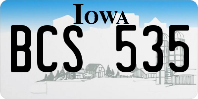 IA license plate BCS535