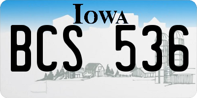 IA license plate BCS536