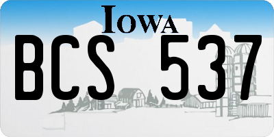 IA license plate BCS537