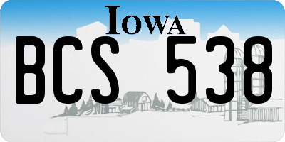 IA license plate BCS538
