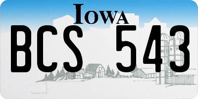 IA license plate BCS543