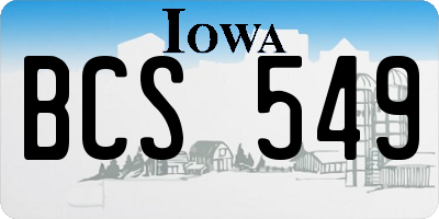 IA license plate BCS549