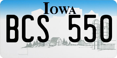 IA license plate BCS550