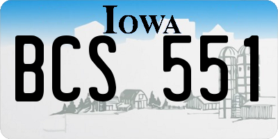 IA license plate BCS551