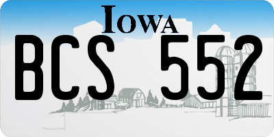 IA license plate BCS552