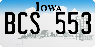 IA license plate BCS553