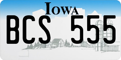 IA license plate BCS555