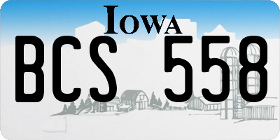 IA license plate BCS558