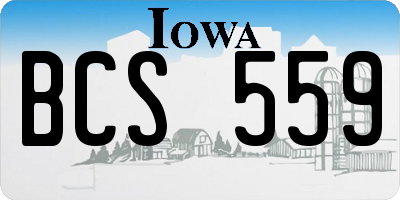 IA license plate BCS559