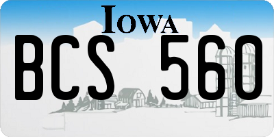 IA license plate BCS560