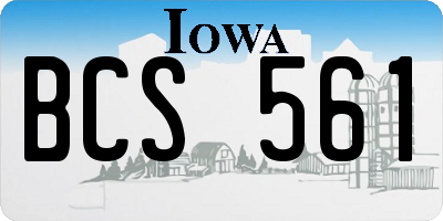 IA license plate BCS561