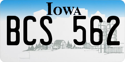 IA license plate BCS562