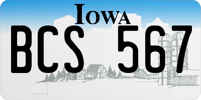 IA license plate BCS567