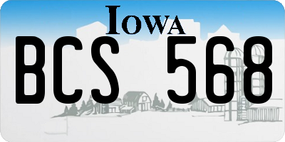IA license plate BCS568