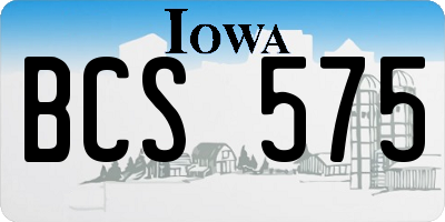 IA license plate BCS575