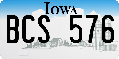 IA license plate BCS576