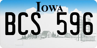 IA license plate BCS596