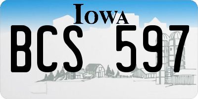 IA license plate BCS597