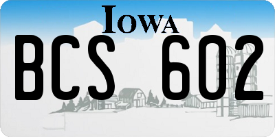 IA license plate BCS602