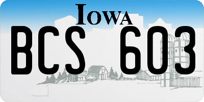 IA license plate BCS603