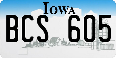 IA license plate BCS605