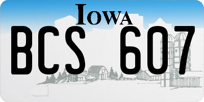 IA license plate BCS607