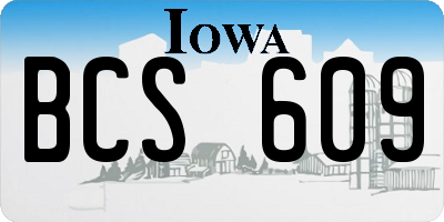 IA license plate BCS609