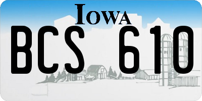 IA license plate BCS610