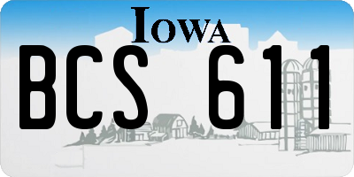 IA license plate BCS611