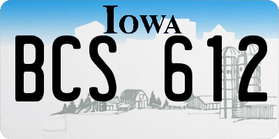 IA license plate BCS612