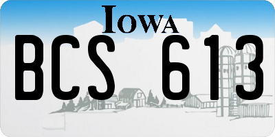 IA license plate BCS613