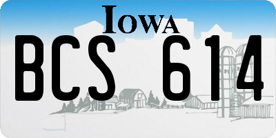 IA license plate BCS614