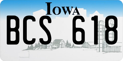 IA license plate BCS618