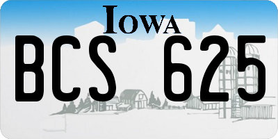 IA license plate BCS625