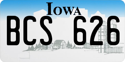 IA license plate BCS626