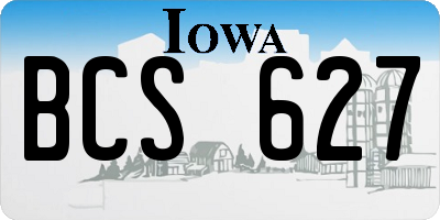 IA license plate BCS627