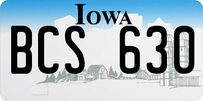 IA license plate BCS630