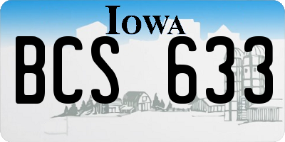 IA license plate BCS633