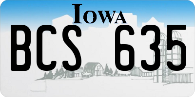 IA license plate BCS635