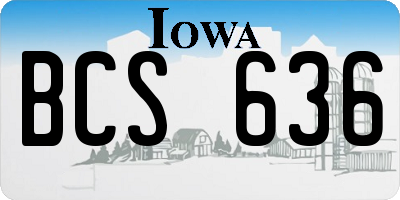 IA license plate BCS636