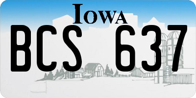 IA license plate BCS637