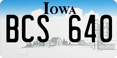 IA license plate BCS640